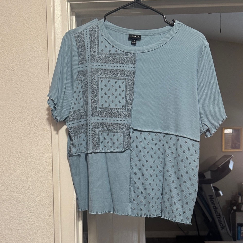 Torrid Blue Patchwork Blouse